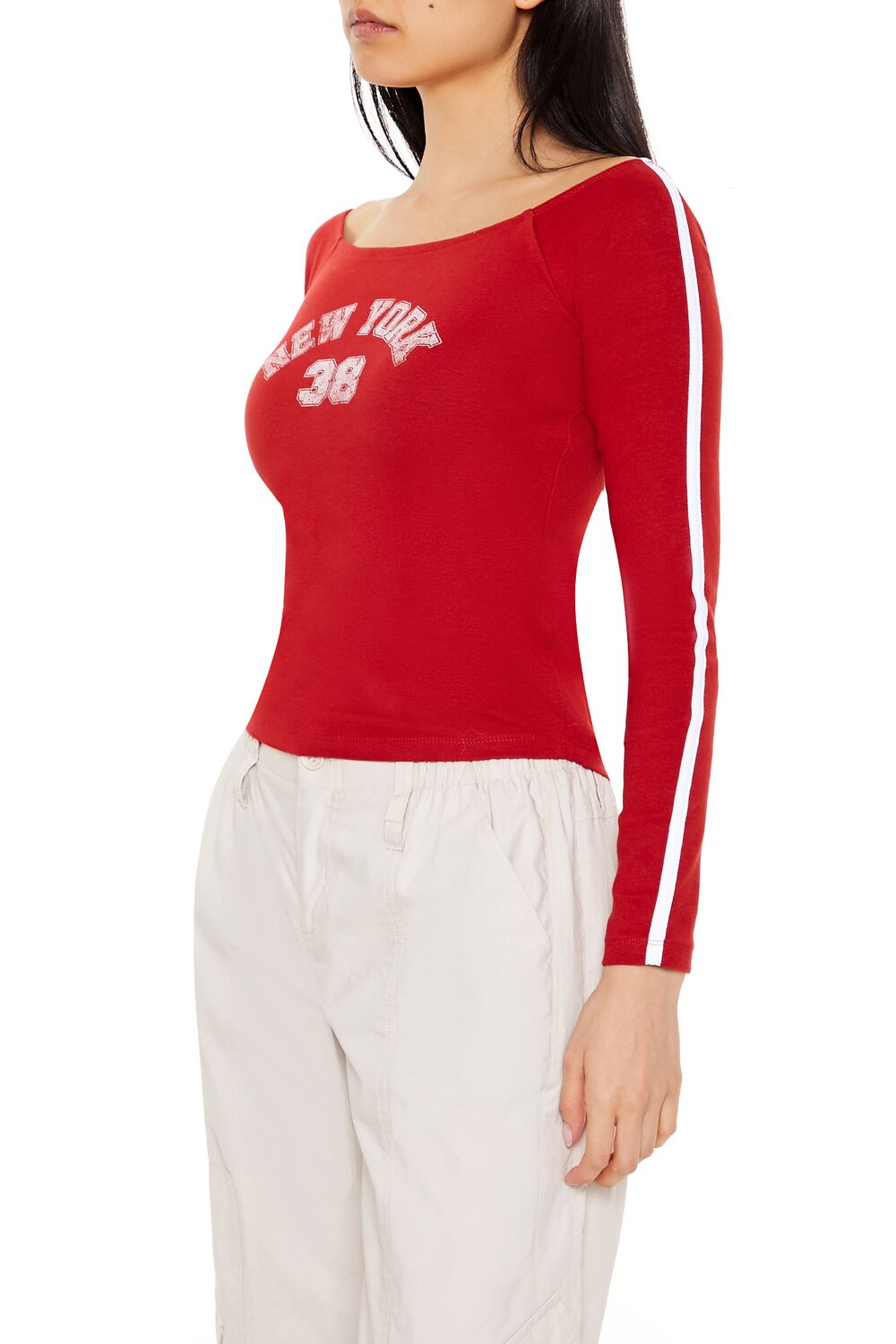 Striped New York 38 Raglan Tee-Feelings Star