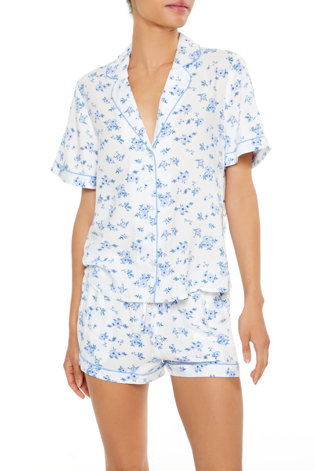 Floral Shirt & Shorts Pajama Set-Feelings Star
