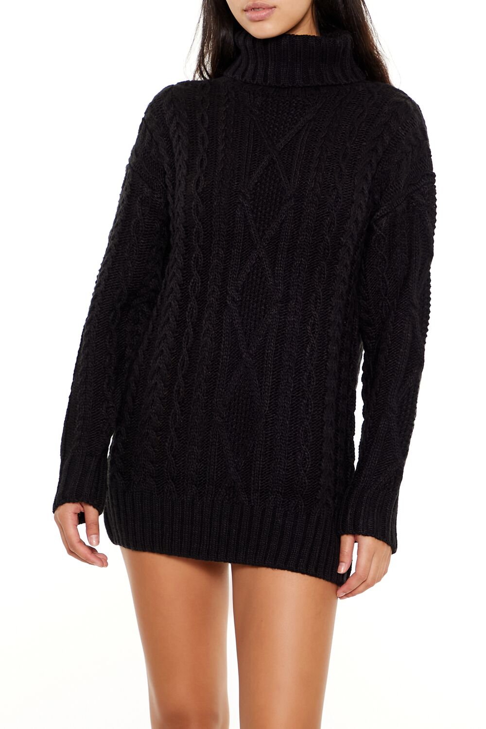 Turtleneck Mini Sweater Dress-Feelings Star
