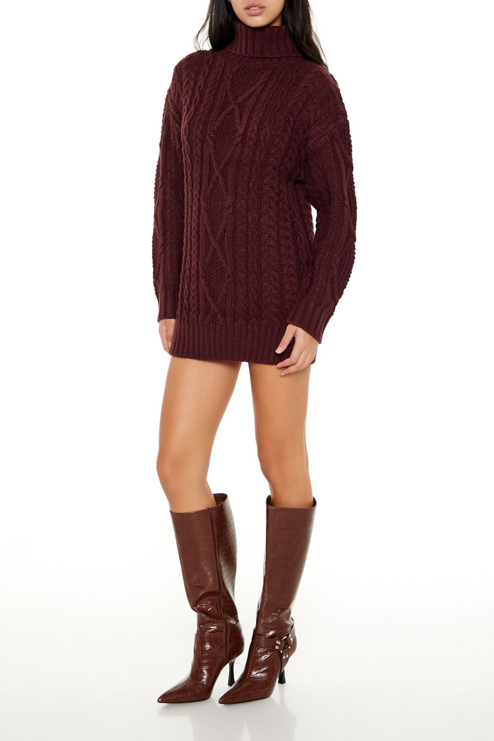 Turtleneck Mini Sweater Dress-Feelings Star