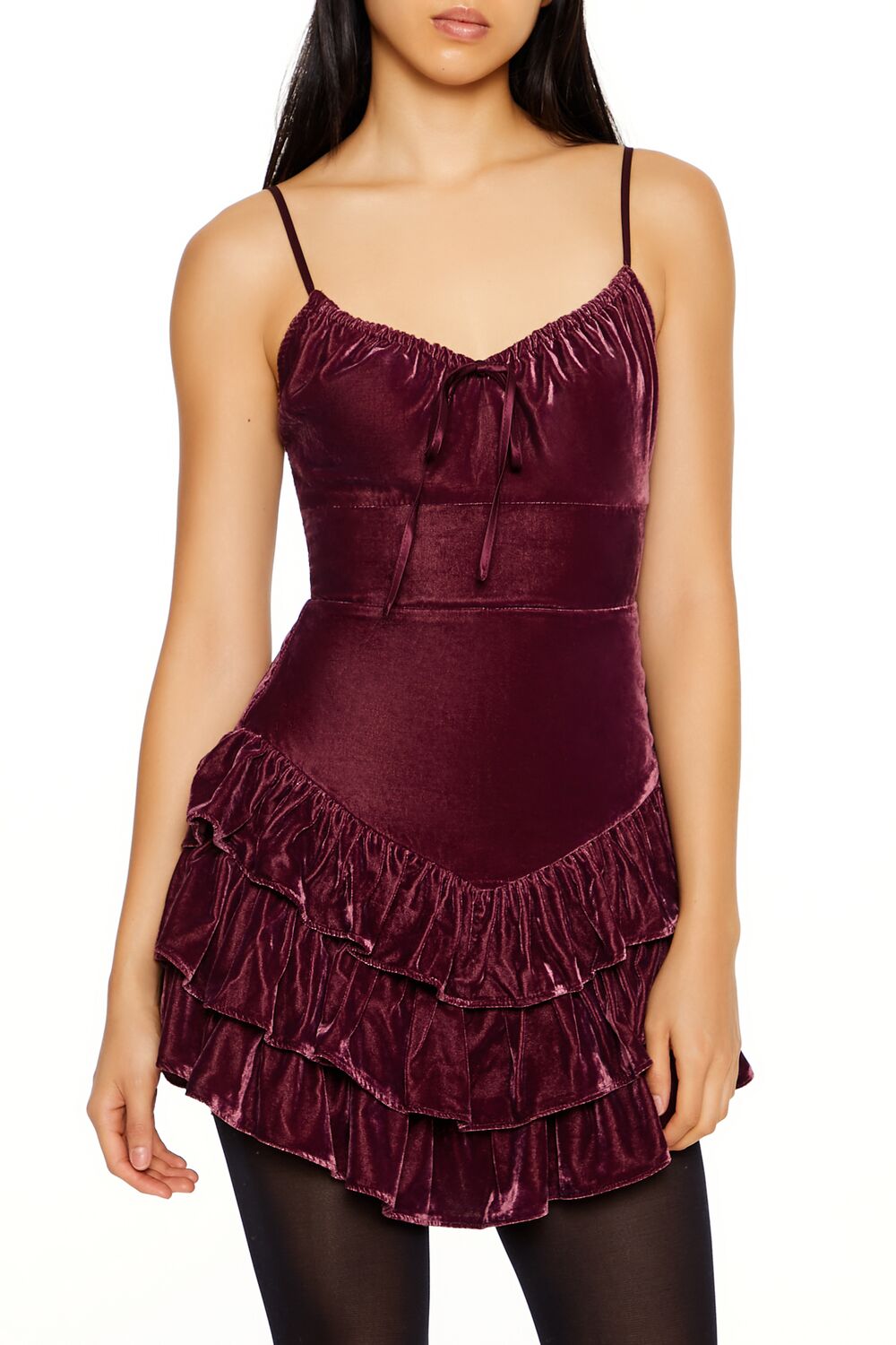 Tiered Velvet Mini Dress-Feelings Star