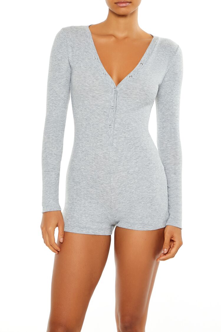 Fitted Ribbed Knit Pajama Romper-Feelings Star