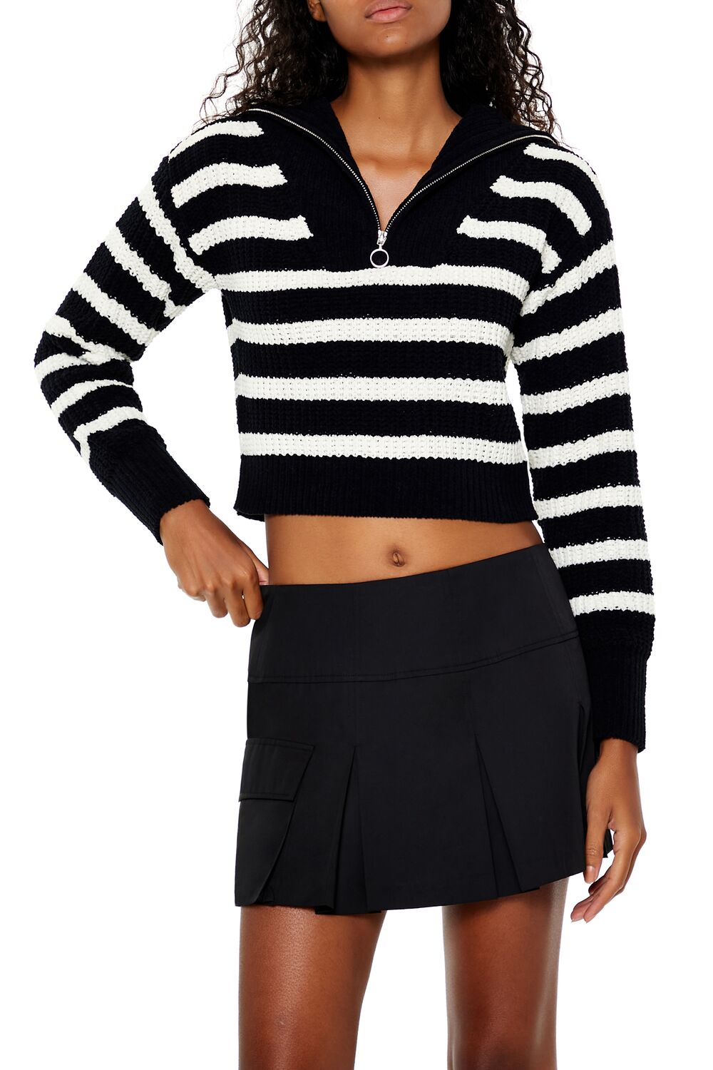 Striped Half-Zip Sweater-Feelings Star