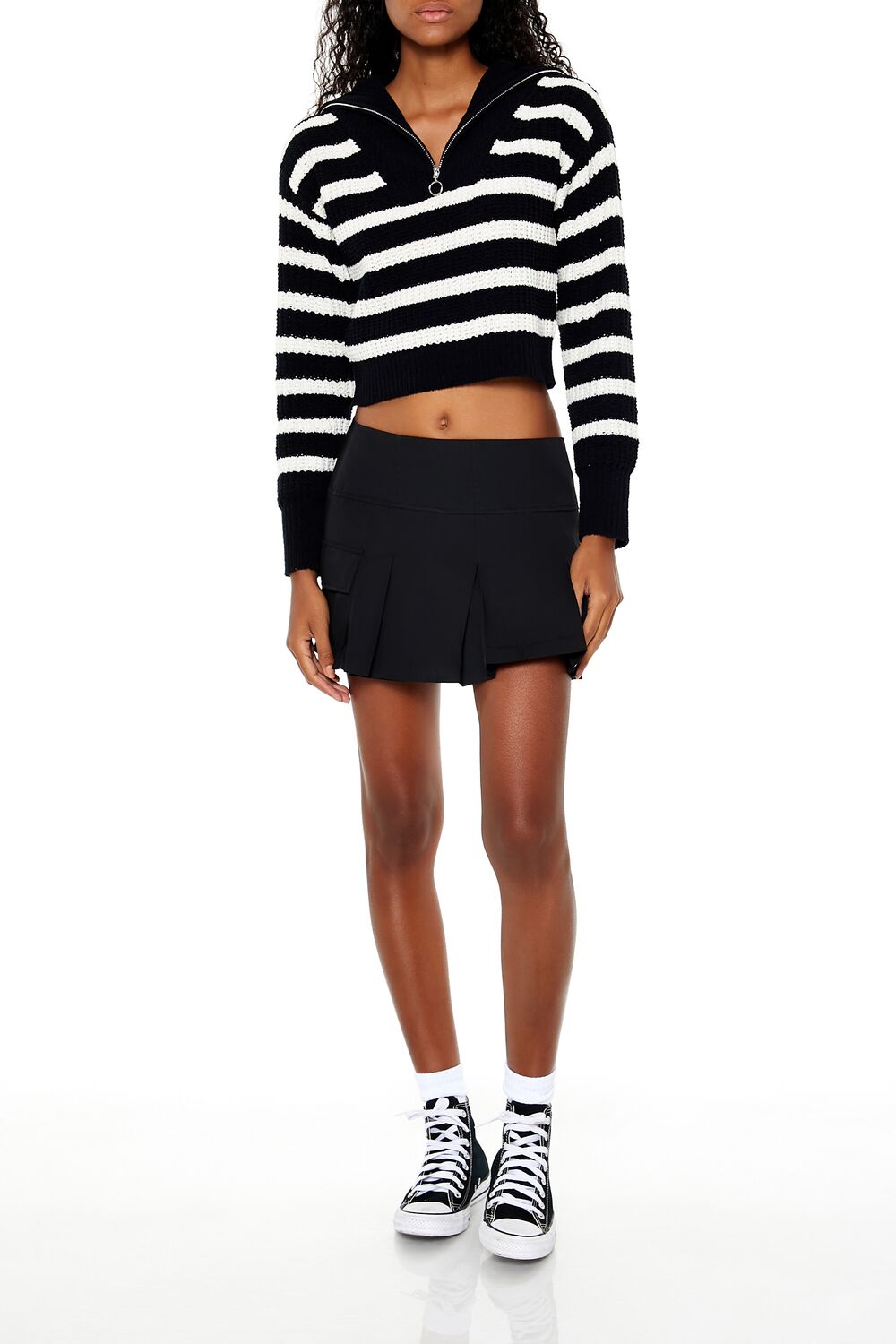 Striped Half-Zip Sweater-Feelings Star