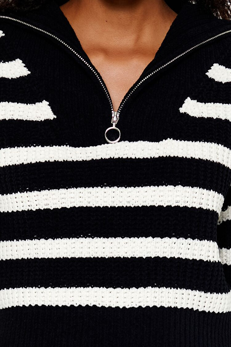 Striped Half-Zip Sweater-Feelings Star