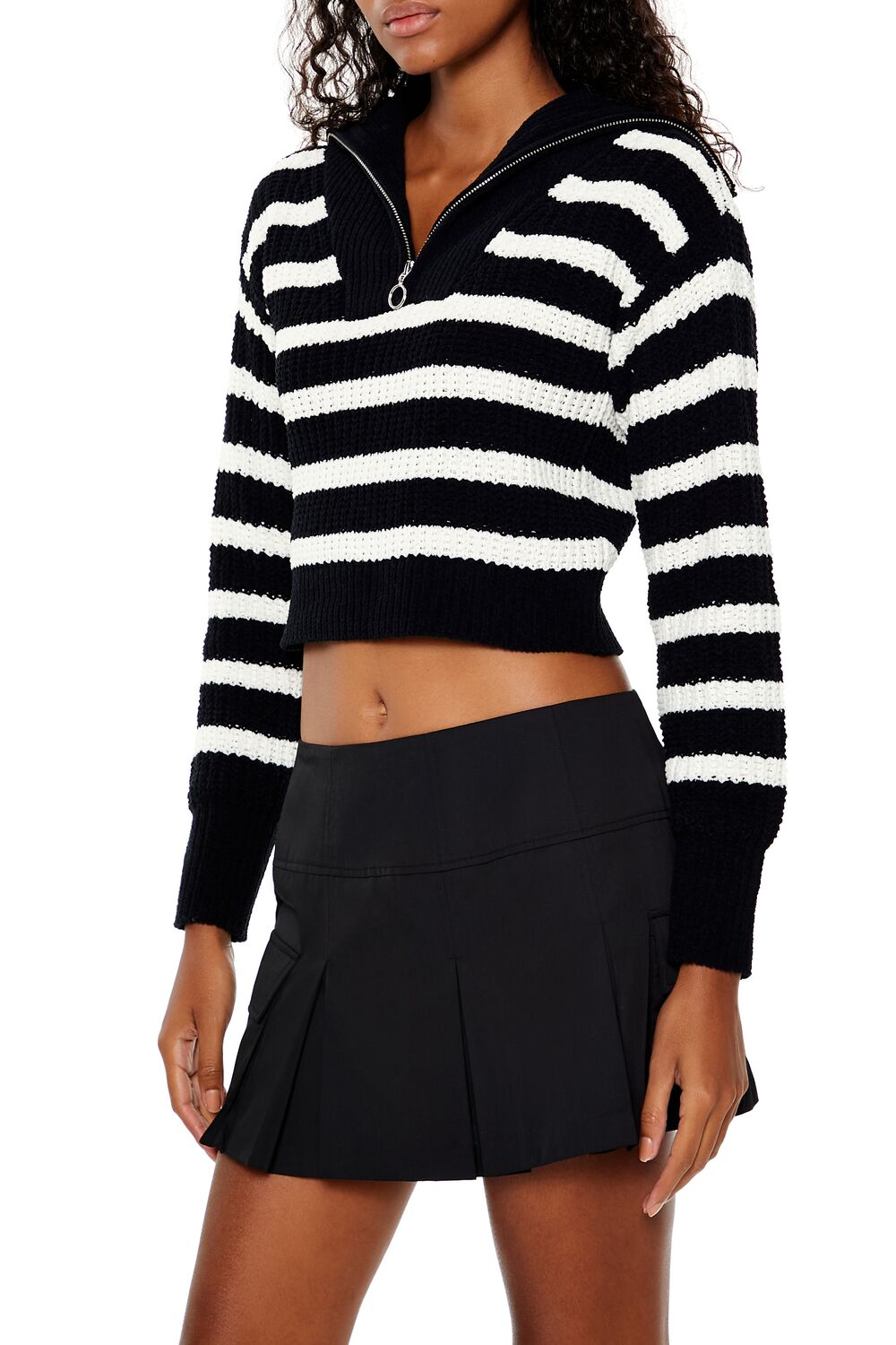 Striped Half-Zip Sweater-Feelings Star