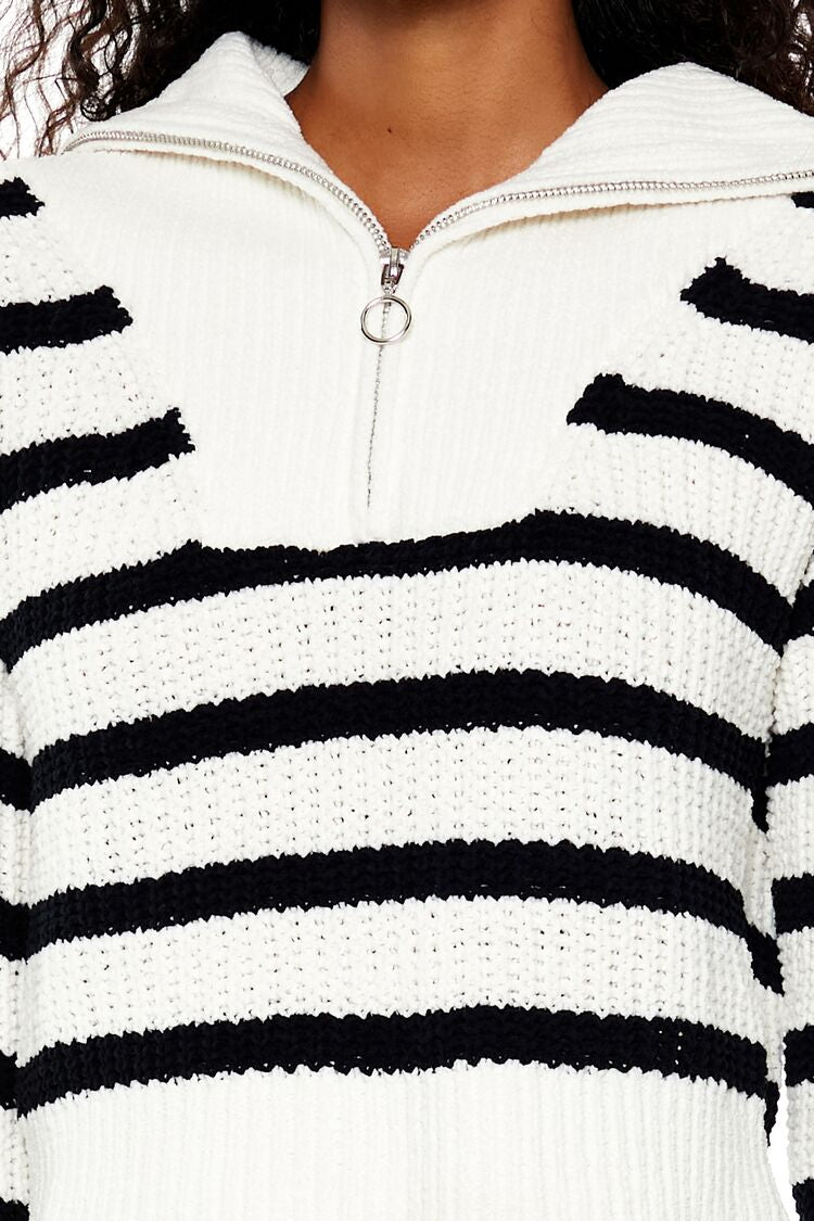 Striped Half-Zip Sweater-Feelings Star