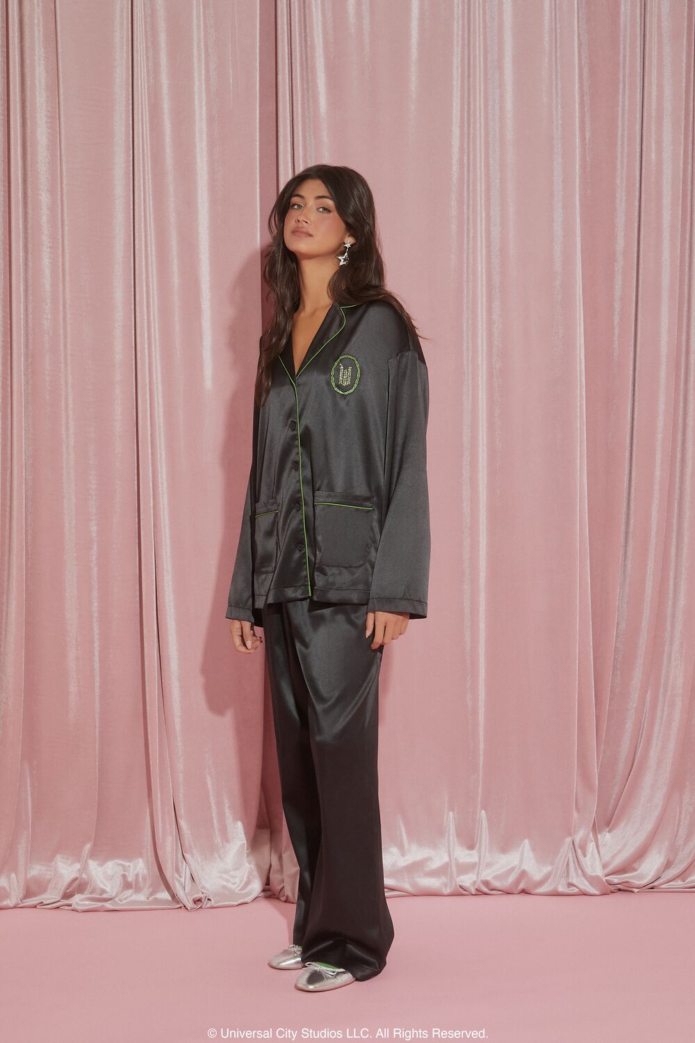 Wicked Satin Pajama Shirt & Shorts Set-Feelings Star