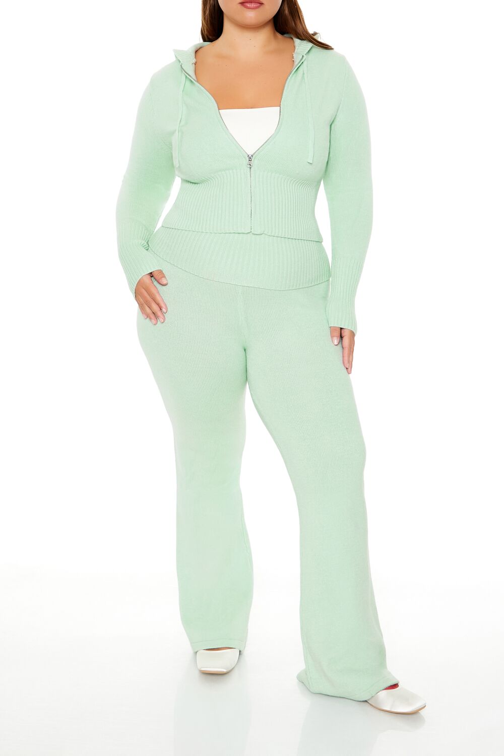 Plus Size Zip-Up Hooded Sweater-Feelings Star