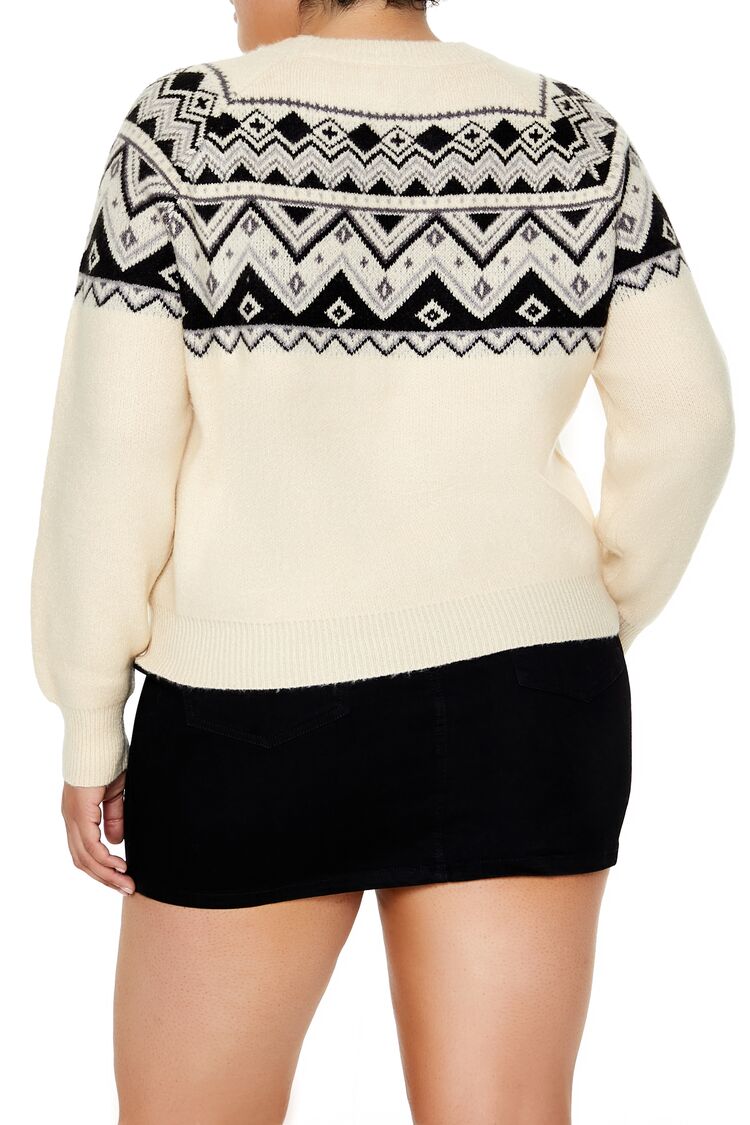 Plus Size Geo Print Sweater-Feelings Star
