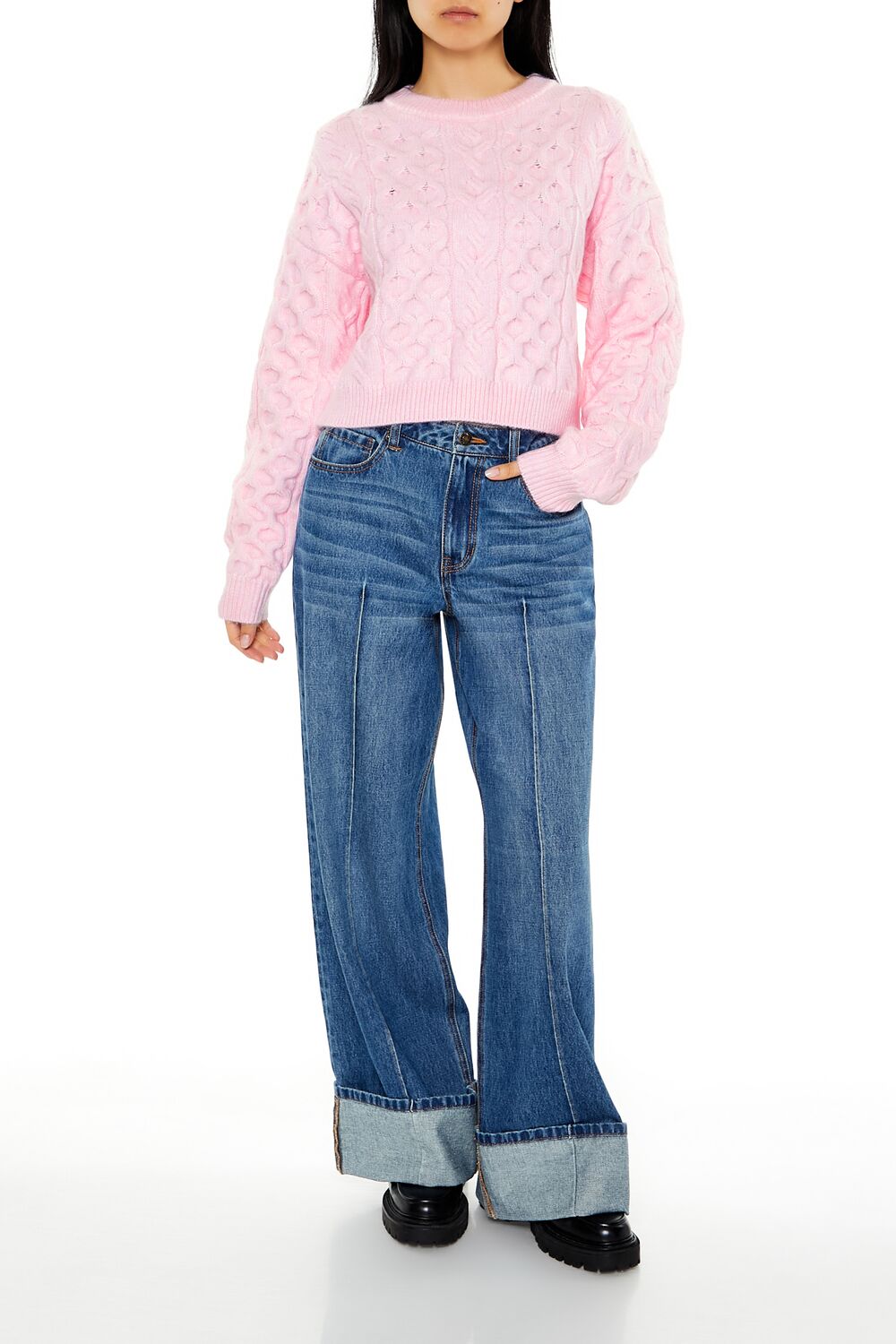 Cable & Honeycomb Knit Sweater-Feelings Star