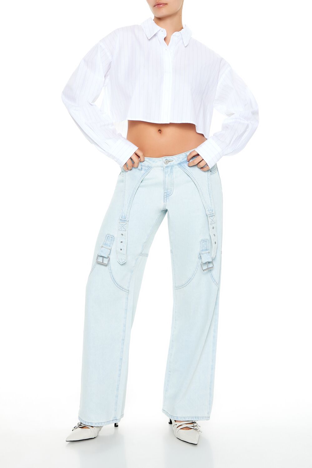 Buckled Low-Rise Baggy Jeans-Feelings Star