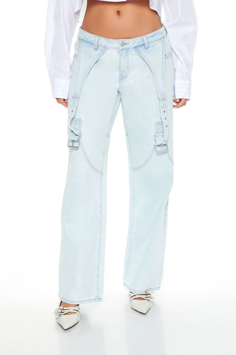 Buckled Low-Rise Baggy Jeans-Feelings Star
