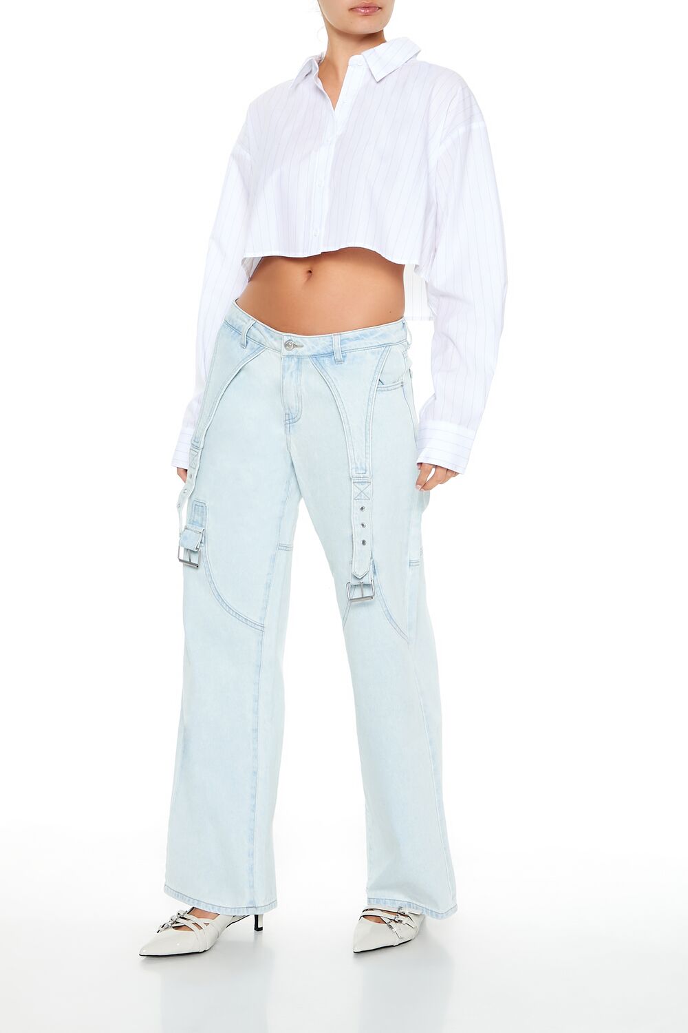 Buckled Low-Rise Baggy Jeans-Feelings Star