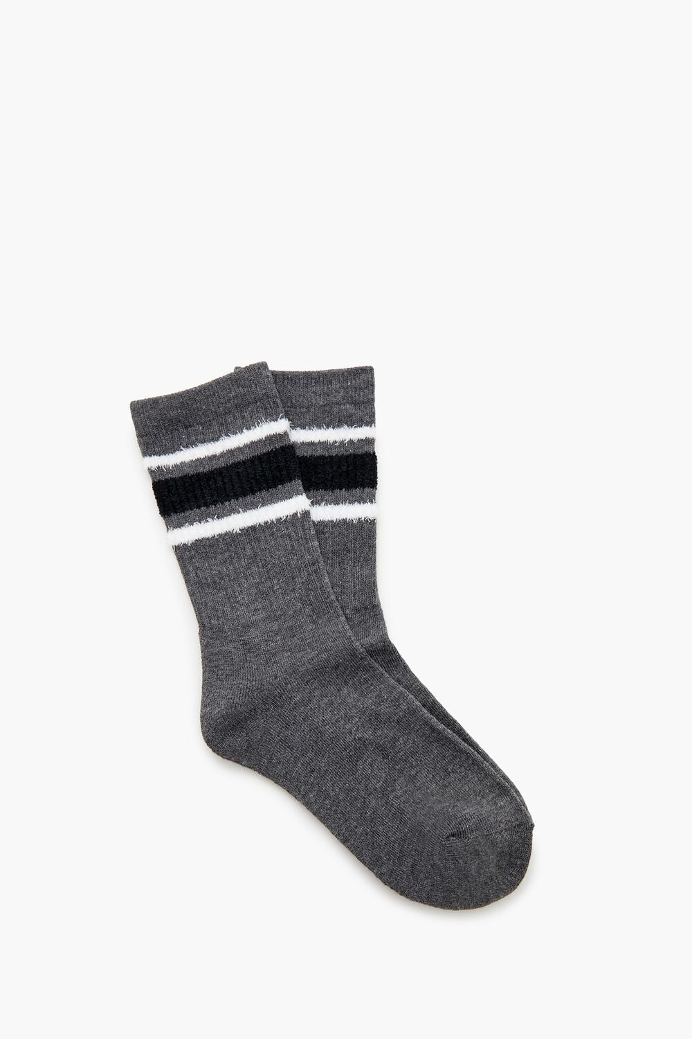 Striped-Trim Crew Socks-Feelings Star