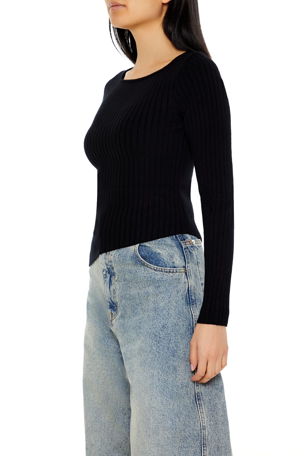 Asymmetrical Ribbed Knit Sweater-Feelings Star