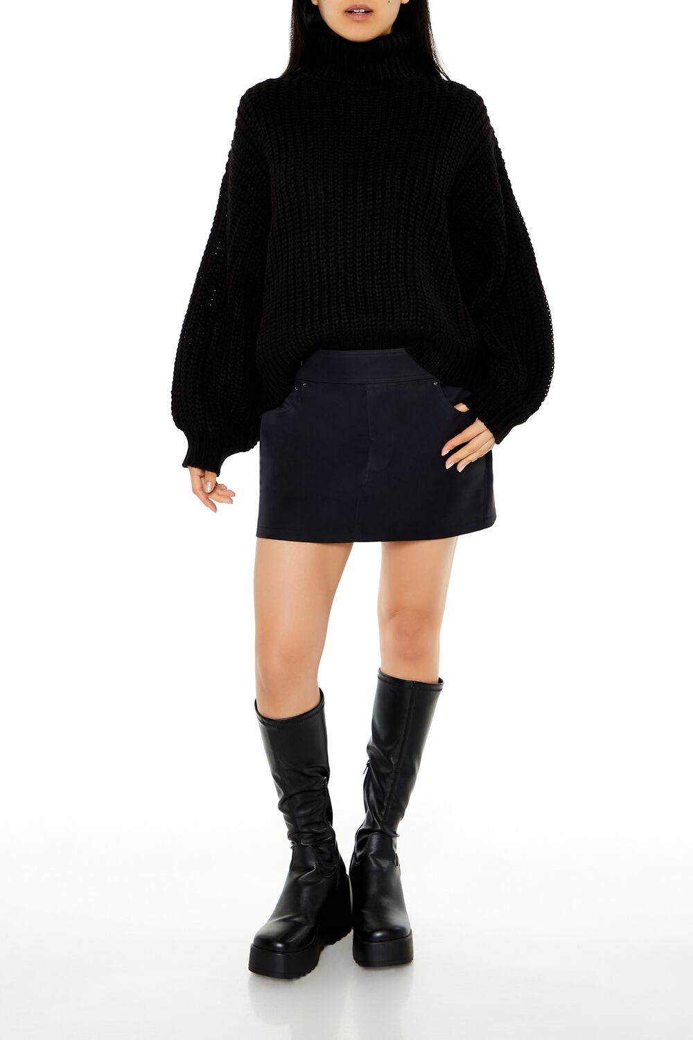 Turtleneck Drop-Sleeve Sweater-Feelings Star