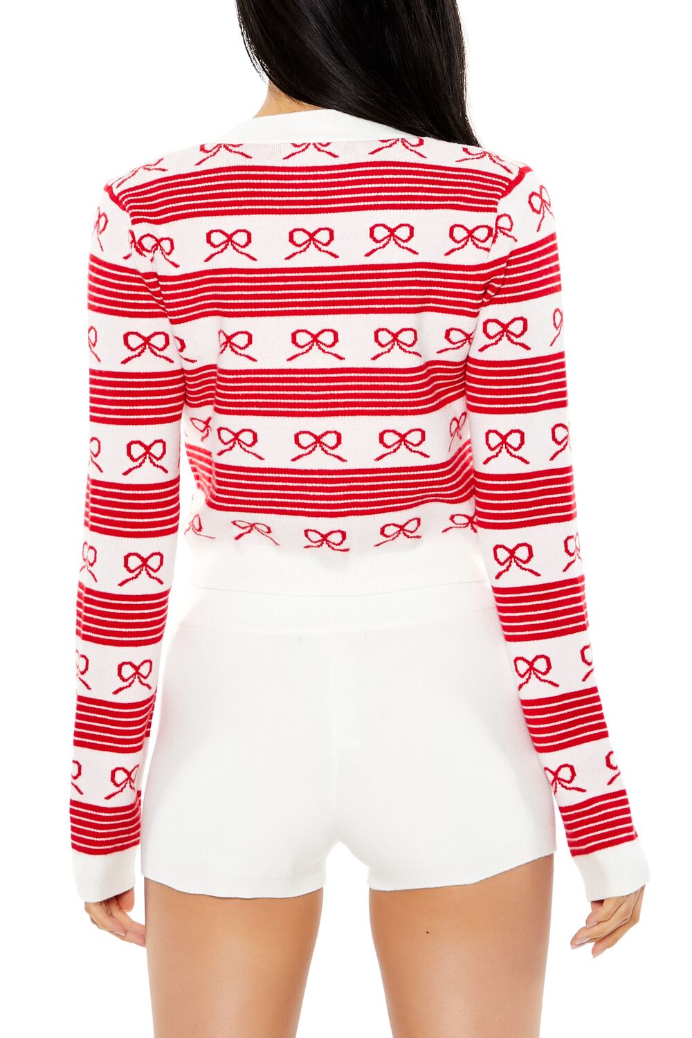 Striped Bow Cardigan Sweater-Feelings Star