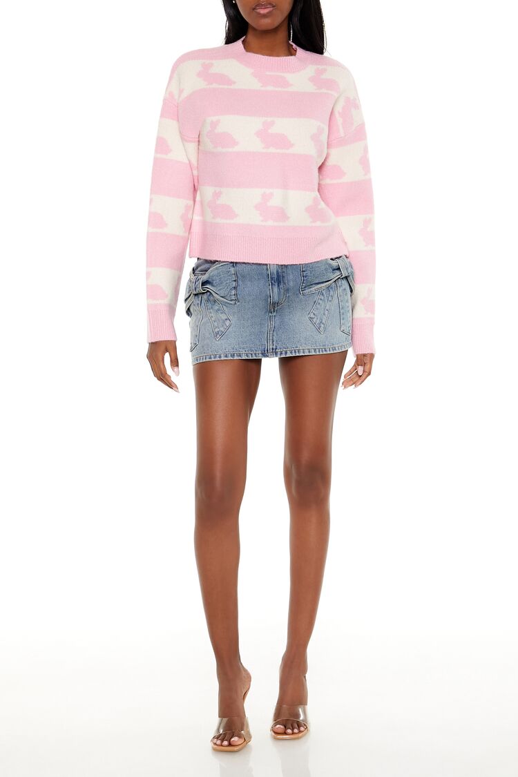 Striped Bunny Print Sweater-Feelings Star