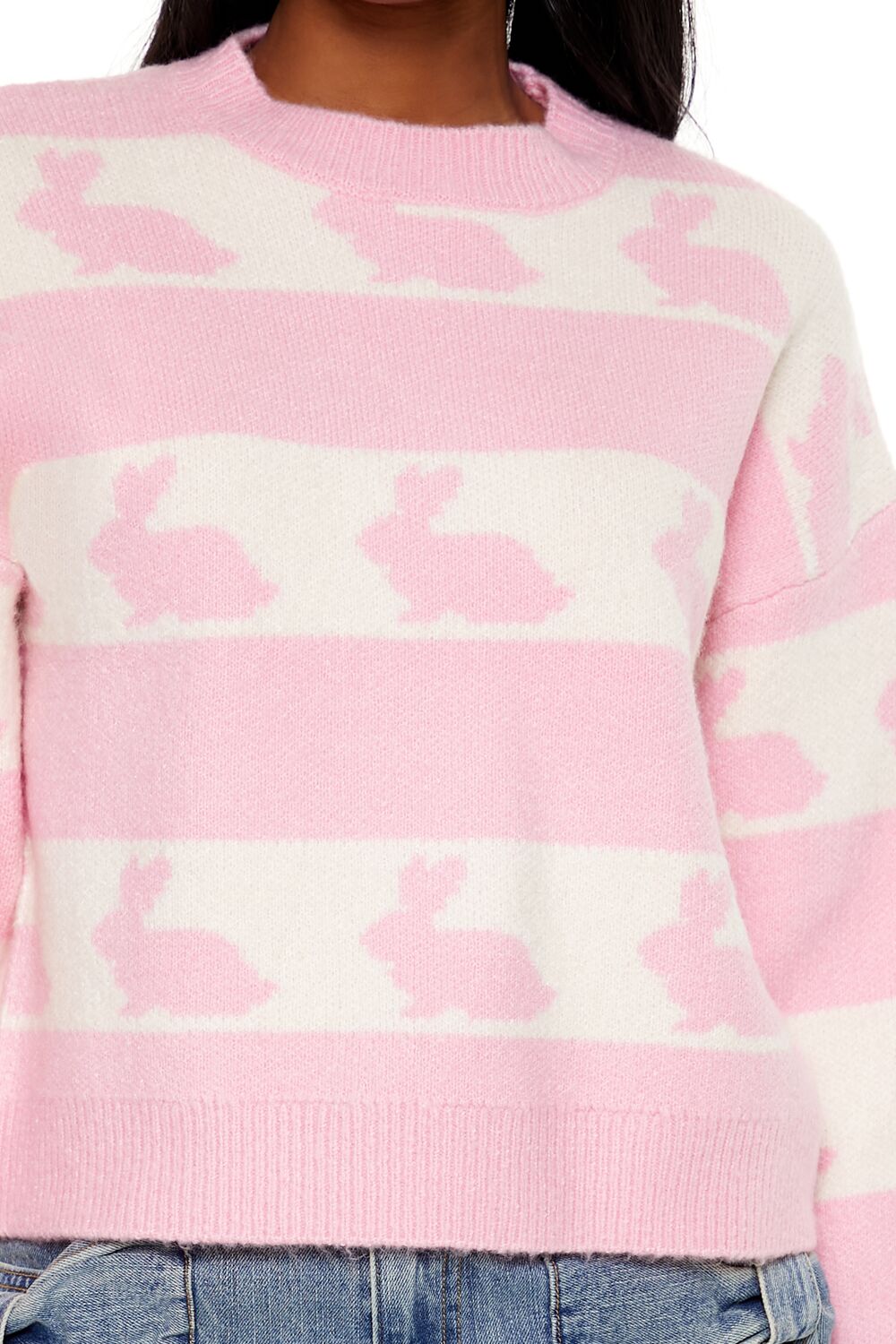 Striped Bunny Print Sweater-Feelings Star