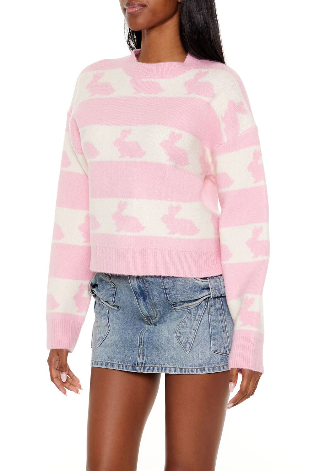 Striped Bunny Print Sweater-Feelings Star