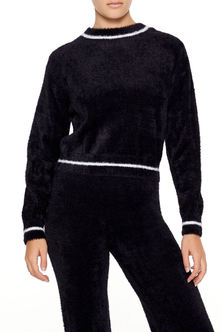 Two-Tone Fuzzy Knit Sweater-Feelings Star