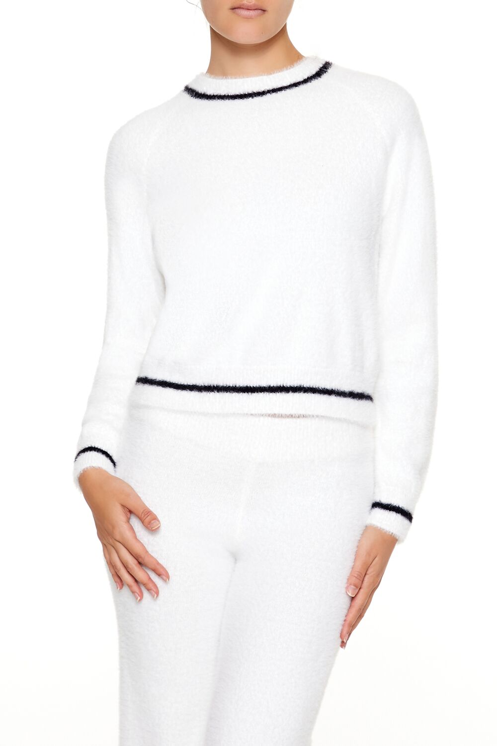 Two-Tone Fuzzy Knit Sweater-Feelings Star