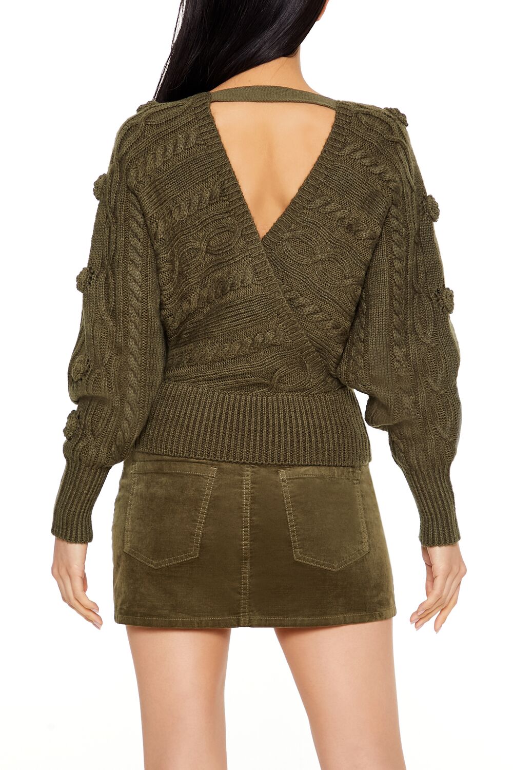 Cable Knit Cutout Rosette Sweater-Feelings Star