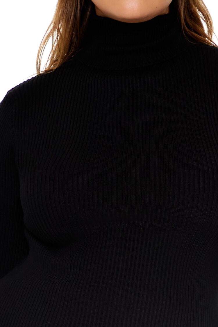 Plus Size Ribbed Turtleneck Sweater-Feelings Star