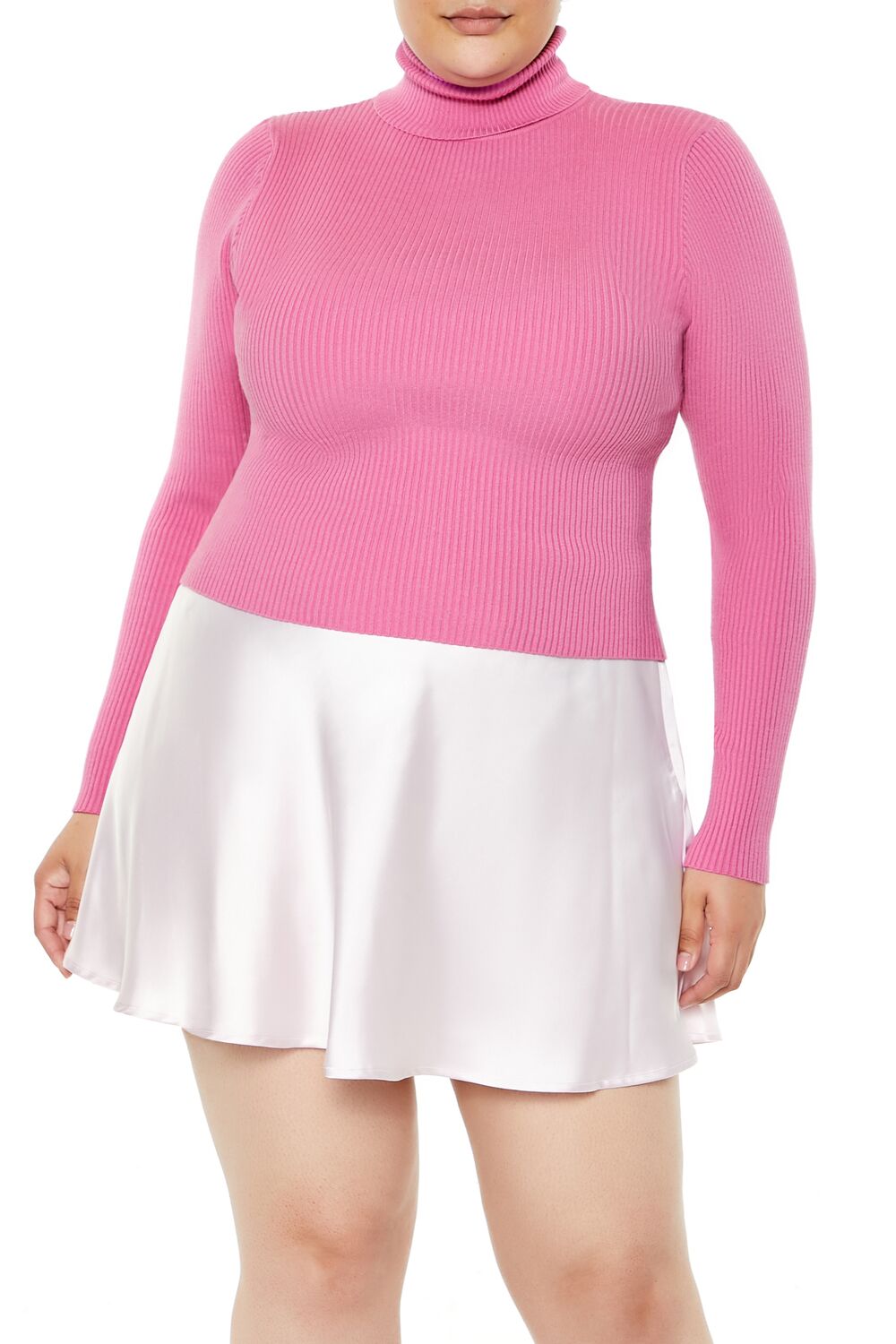 Plus Size Ribbed Turtleneck Sweater-Feelings Star
