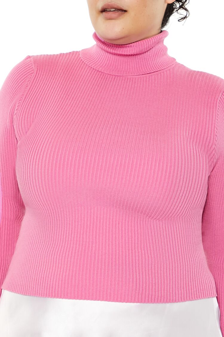 Plus Size Ribbed Turtleneck Sweater-Feelings Star