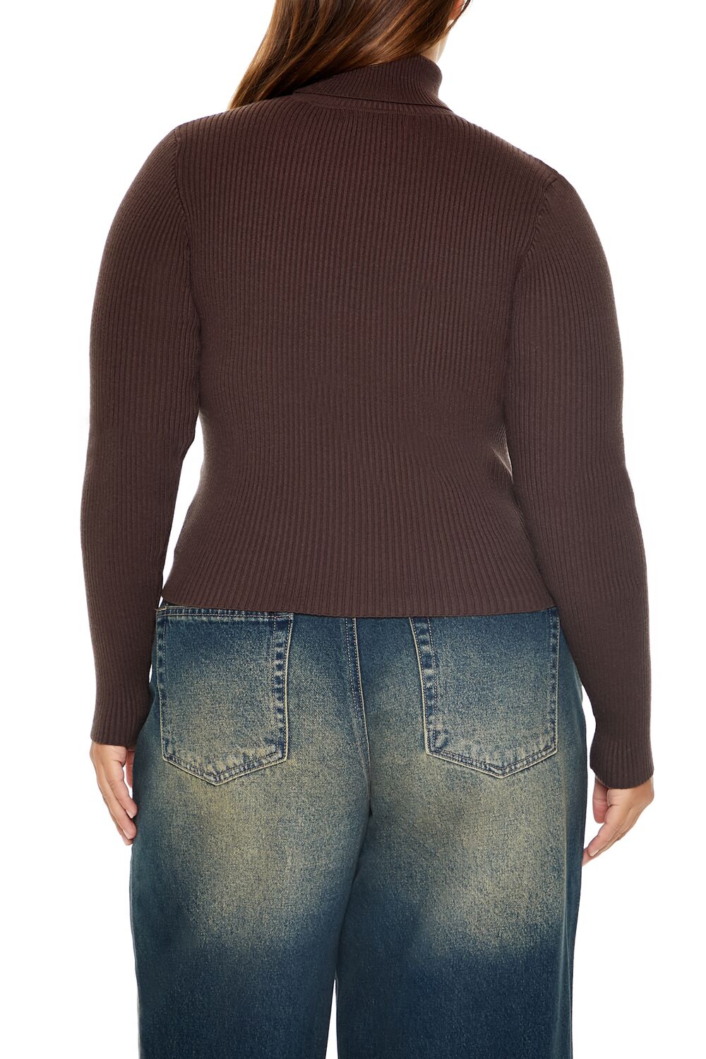 Plus Size Ribbed Turtleneck Sweater-Feelings Star