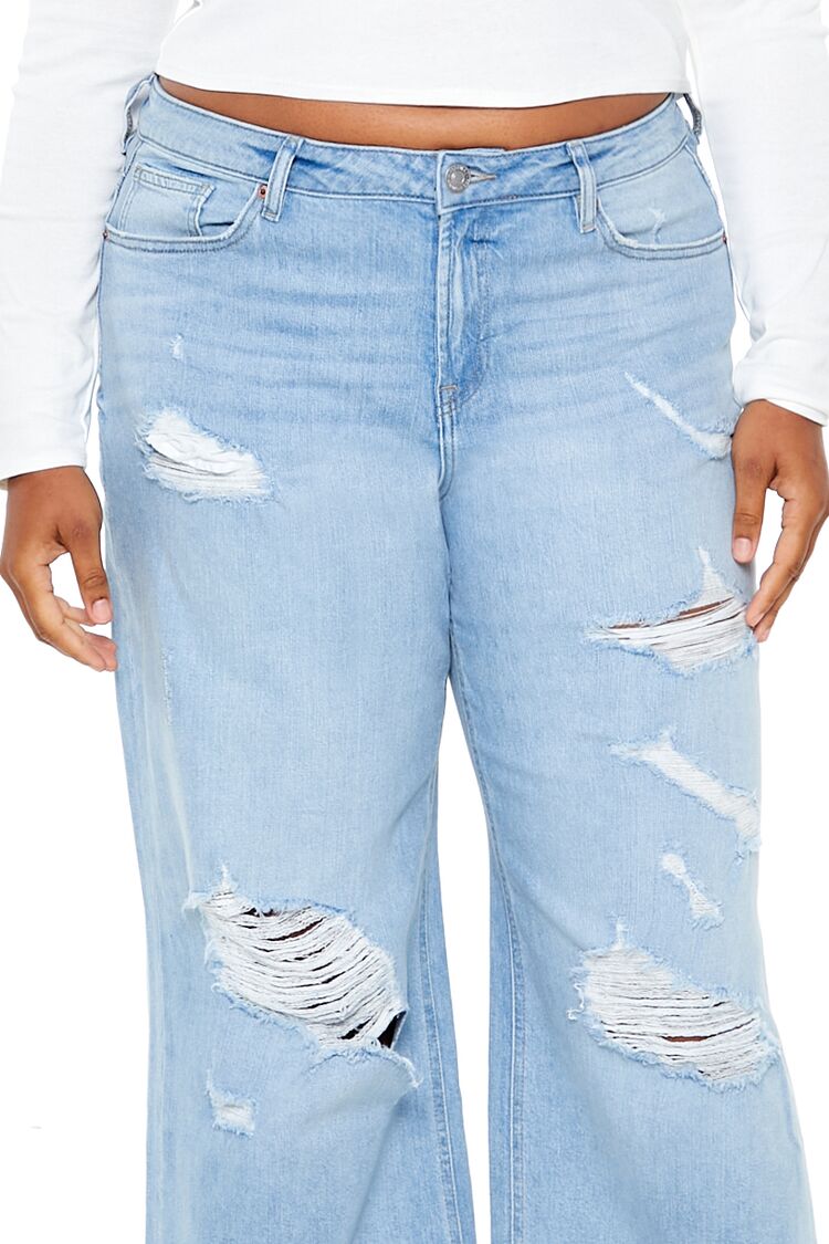 Plus Size Destroyed Baggy Jeans-Feelings Star