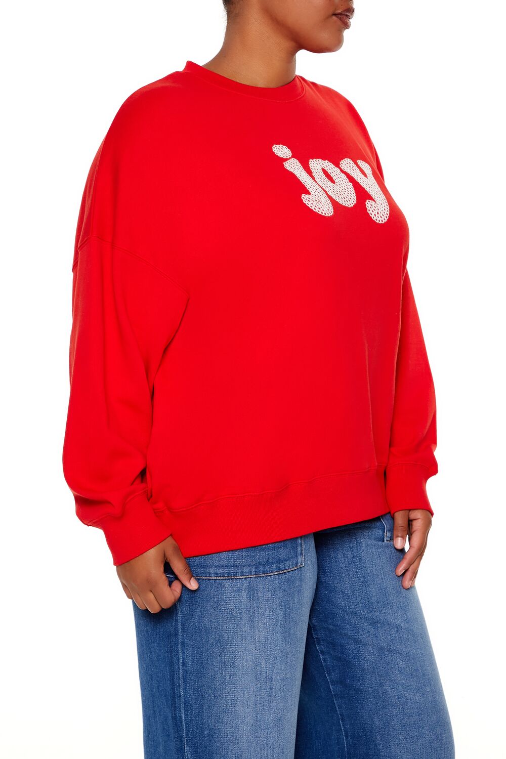 Plus Size Embroidered Joy Pullover-Feelings Star