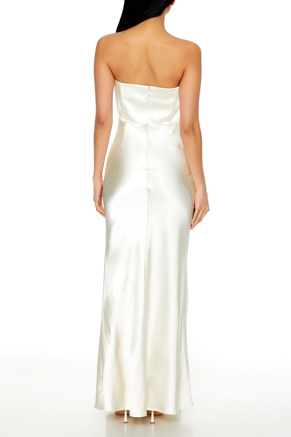Strapless Satin Corset Maxi Dress-Feelings Star