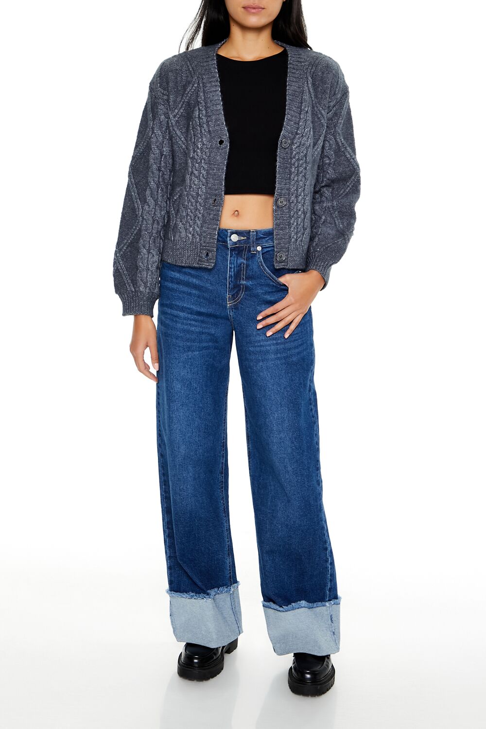 Cable Knit Cardigan Sweater-Feelings Star