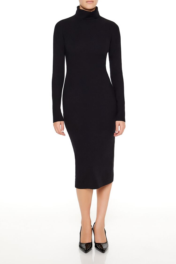 Turtleneck Midi Sweater Dress-Feelings Star