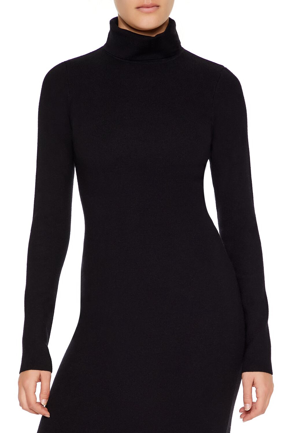 Turtleneck Midi Sweater Dress-Feelings Star