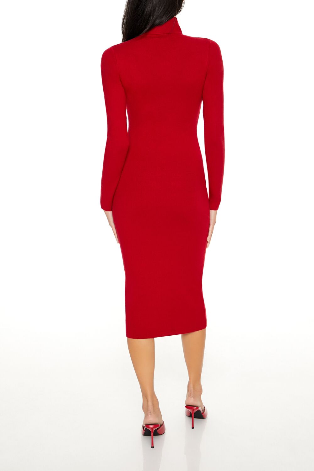 Turtleneck Midi Sweater Dress-Feelings Star