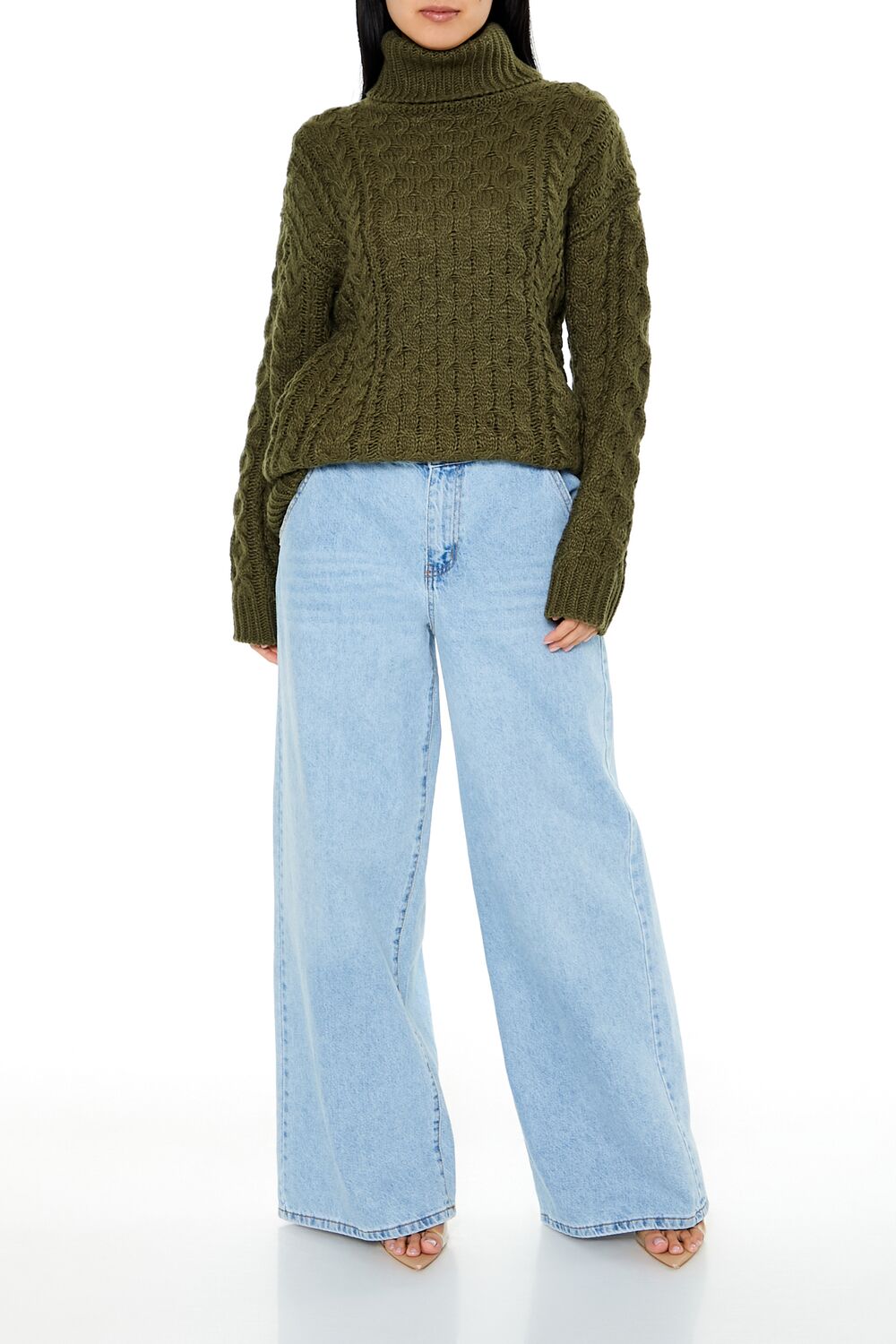 Cable Knit Turtleneck Sweater-Feelings Star