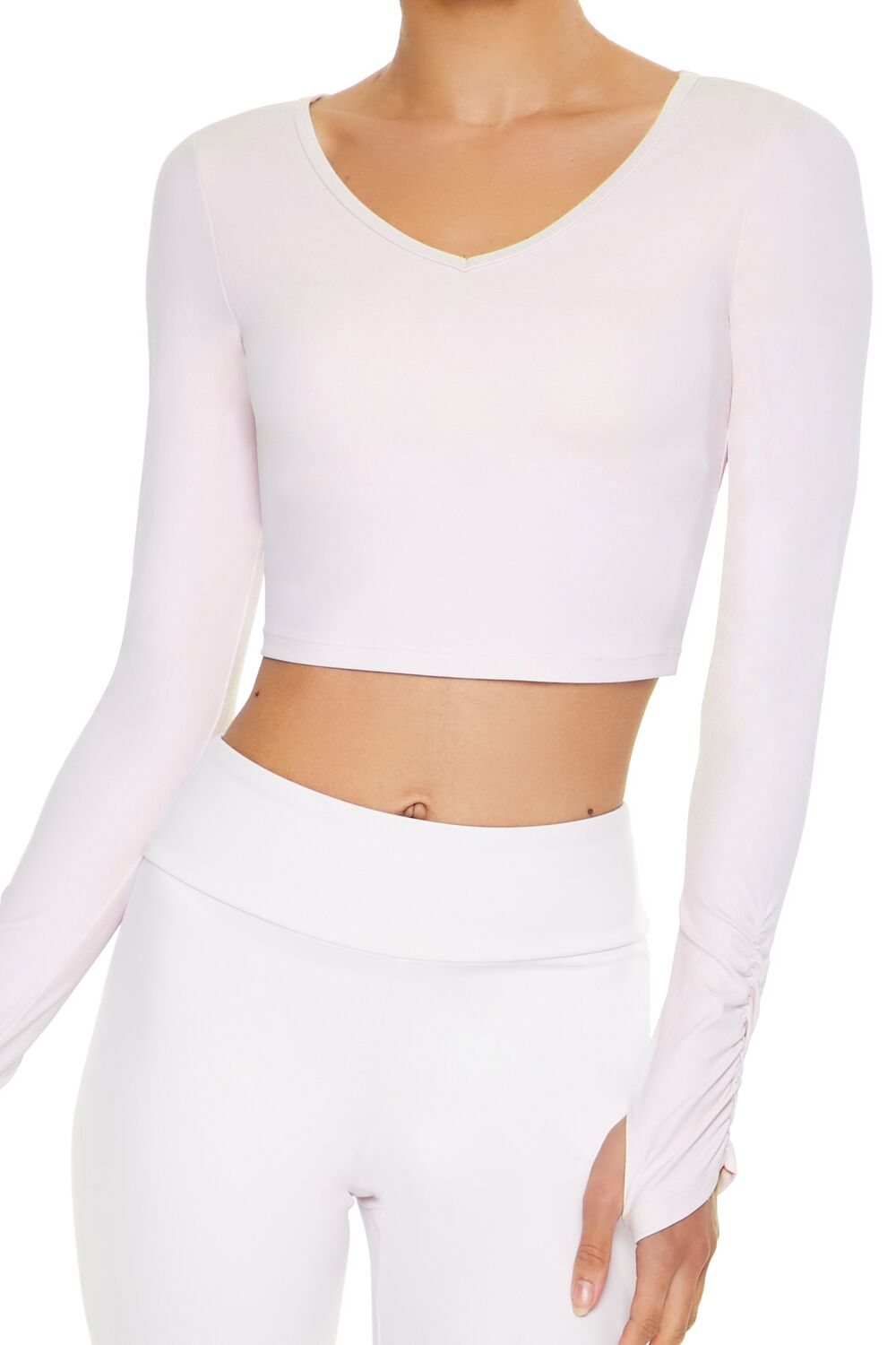 Active Ruched Thumbhole Crop Top-Feelings Star