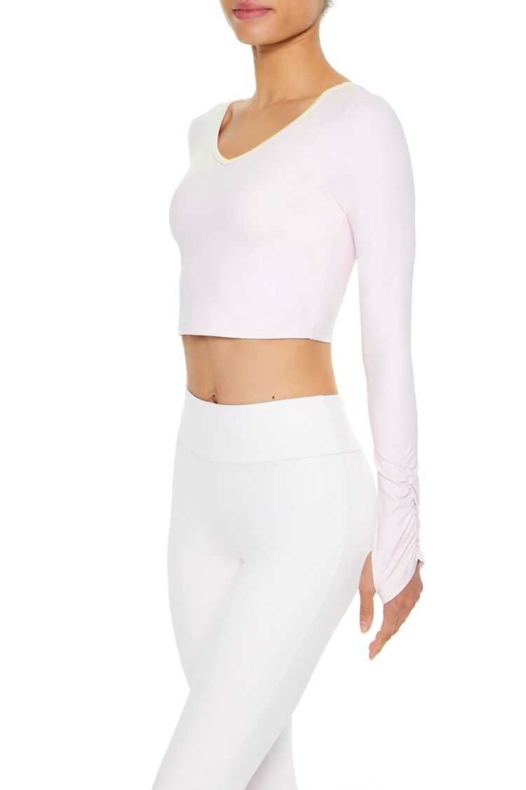 Active Ruched Thumbhole Crop Top-Feelings Star