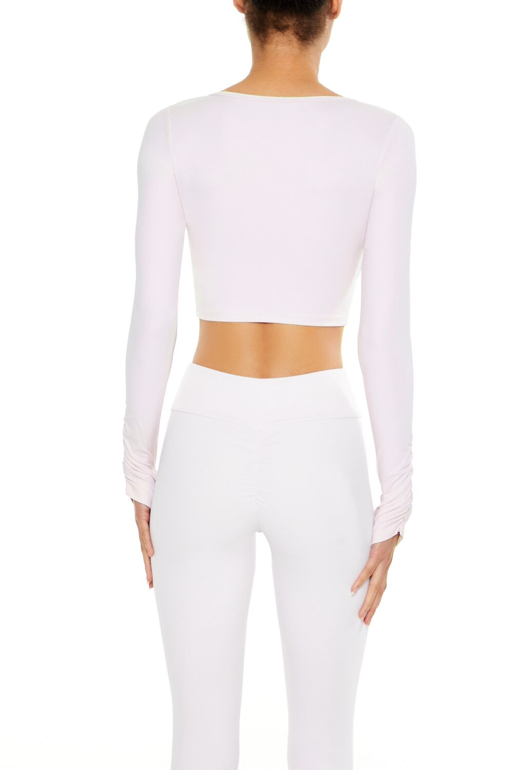 Active Ruched Thumbhole Crop Top-Feelings Star