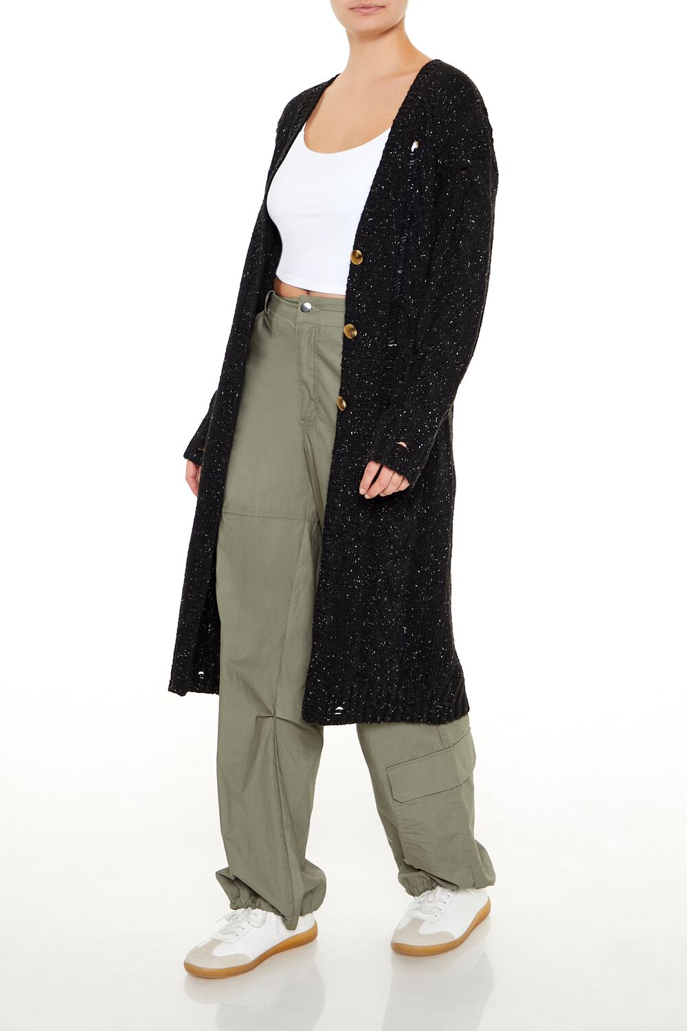 Speckled Longline Cardigan Sweater-Feelings Star