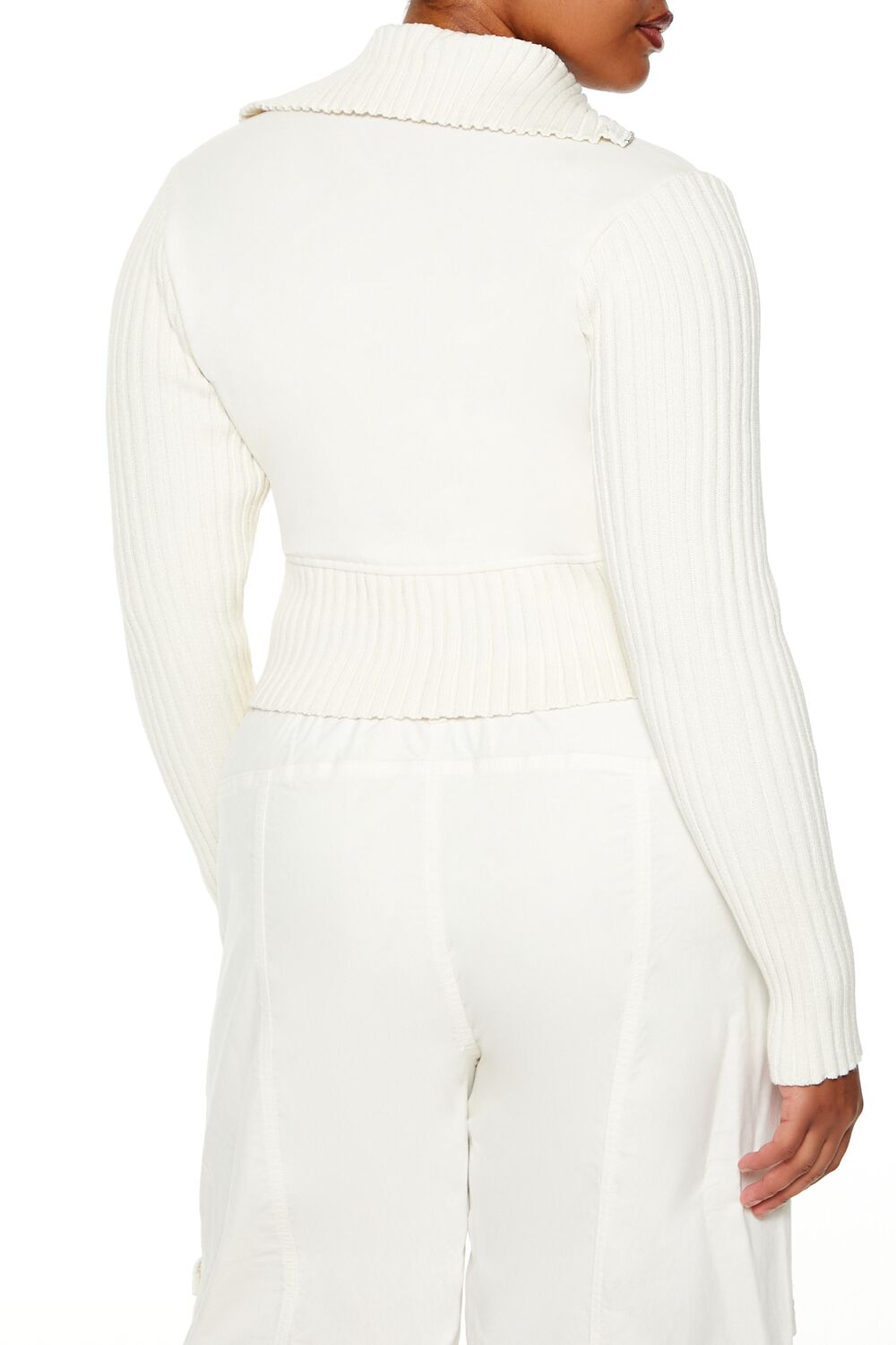 Plus Size Cropped Zip-Up Sweater-Feelings Star