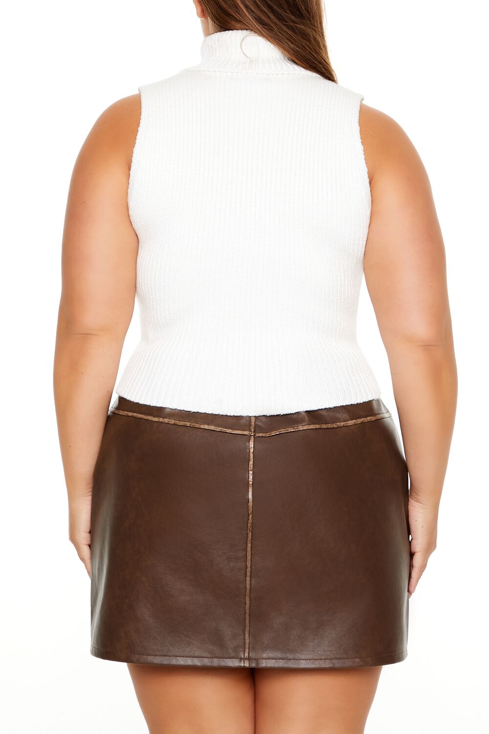 Plus Size Turtleneck Sweater-Knit Tank Top-Feelings Star