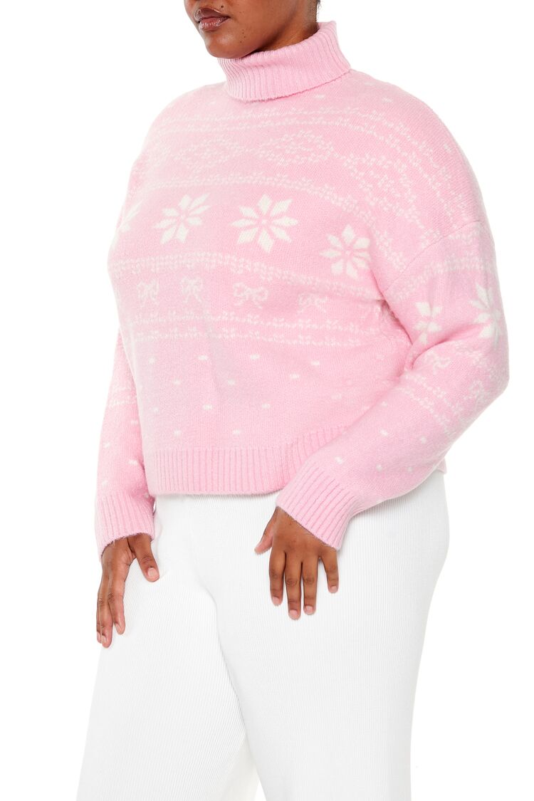 Plus Size Turtleneck Fair Isle Sweater-Feelings Star