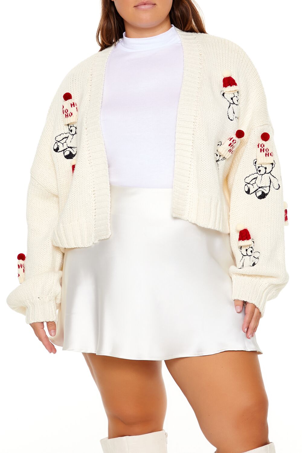 Plus Size Teddy Bear Cardigan Sweater-Feelings Star