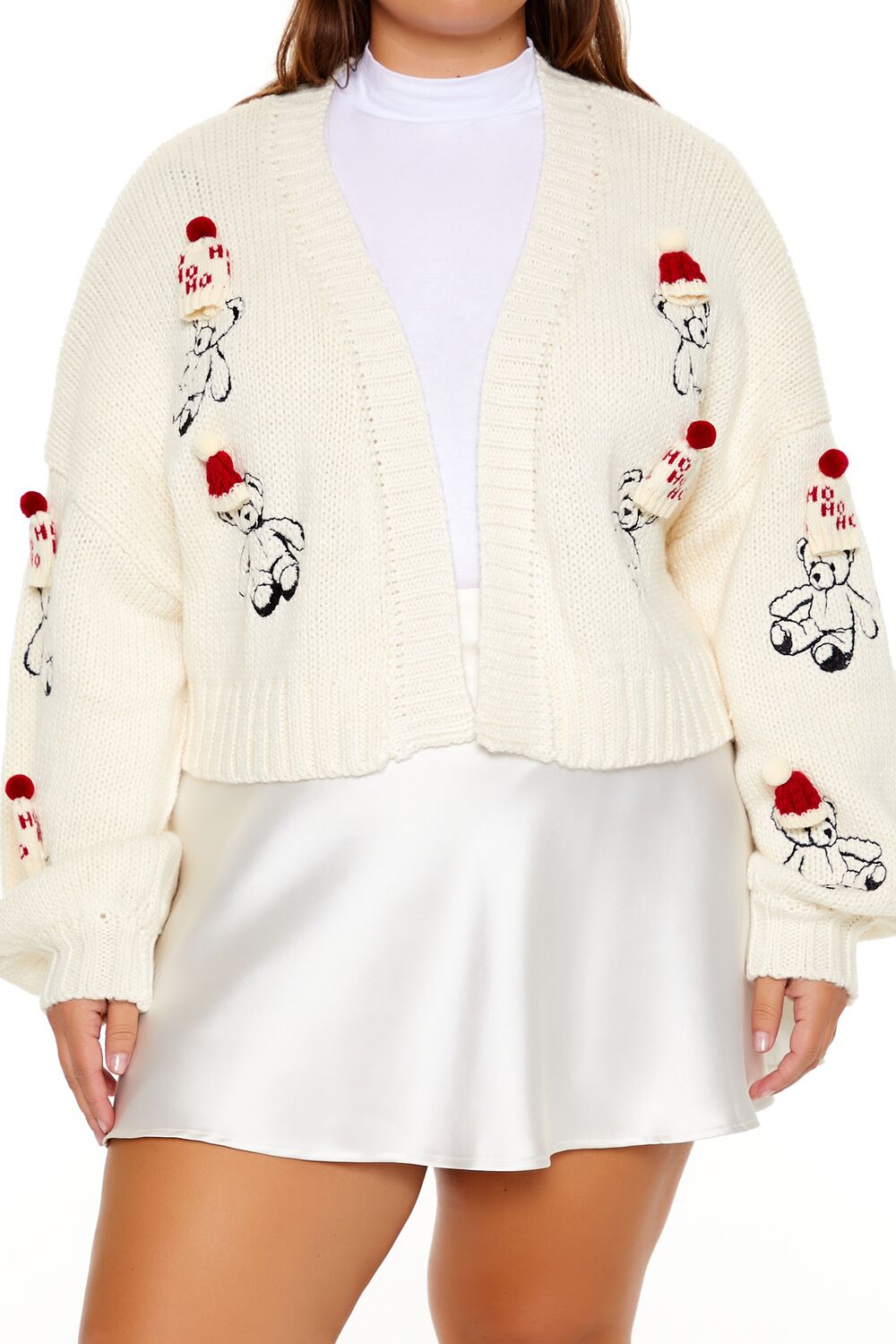 Plus Size Teddy Bear Cardigan Sweater-Feelings Star