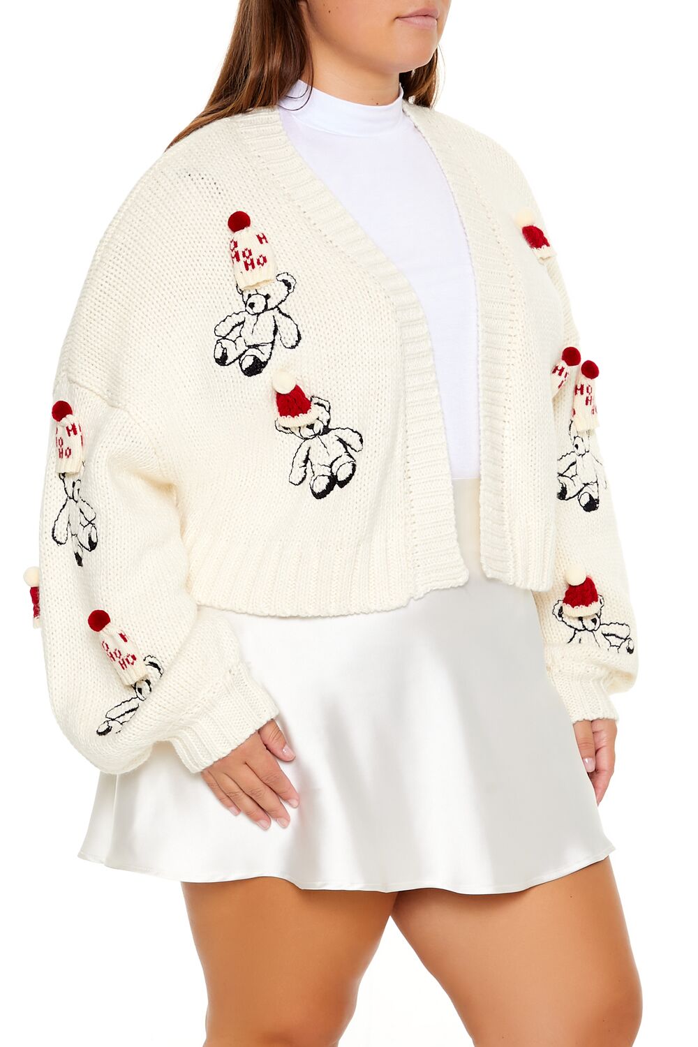 Plus Size Teddy Bear Cardigan Sweater-Feelings Star